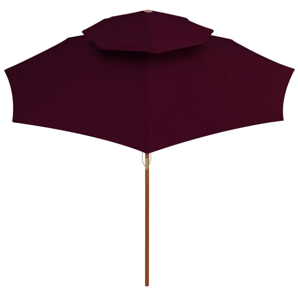 Parasol dubbeldekker met houten paal 270 cm bordeauxrood