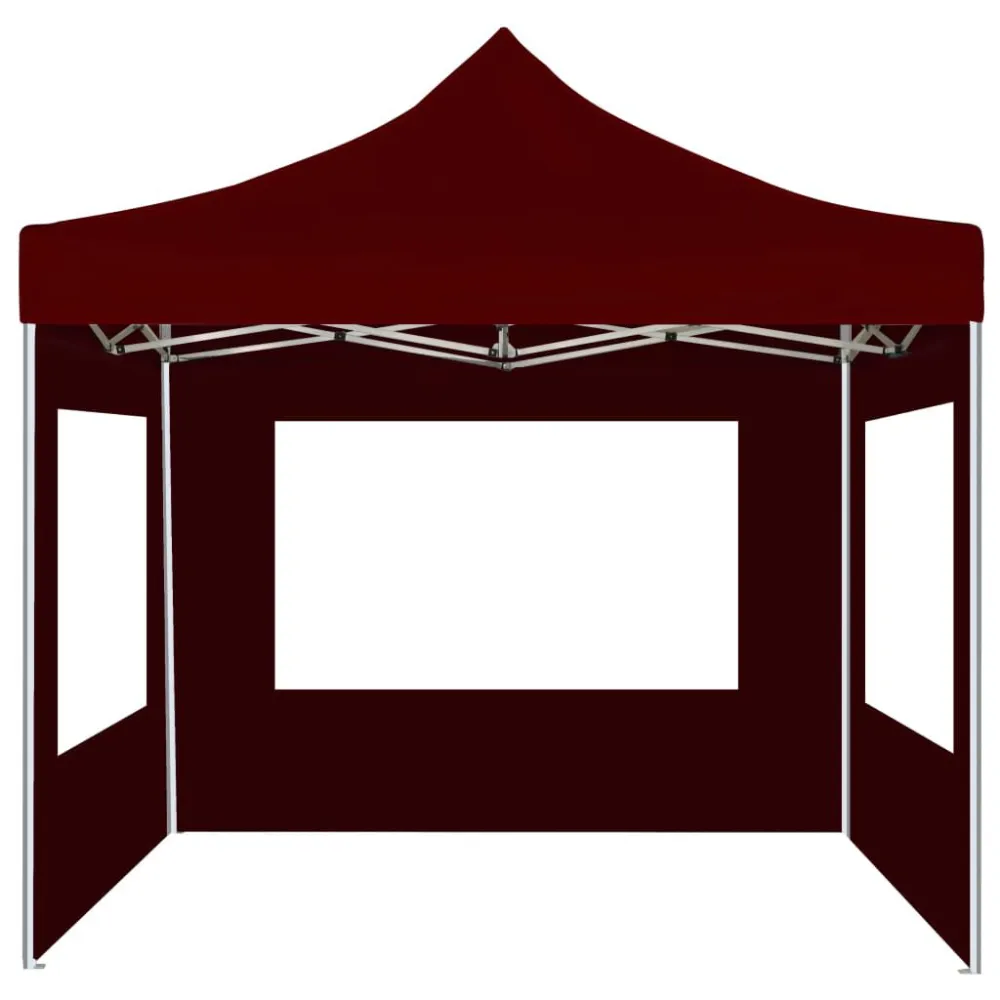 Partytent inklapbaar met wanden 2x2 m aluminium bordeauxrood