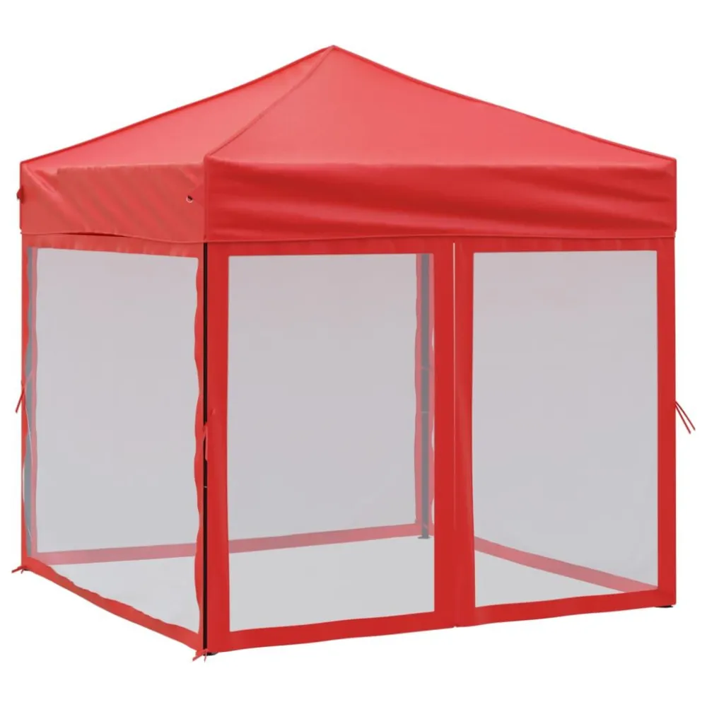 Partytent inklapbaar met zijwanden 2x2 m rood
