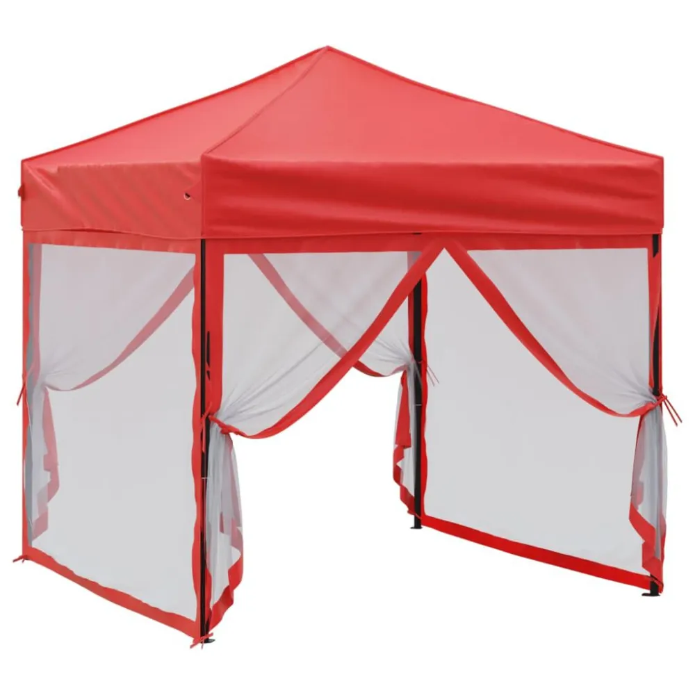 Partytent inklapbaar met zijwanden 2x2 m rood