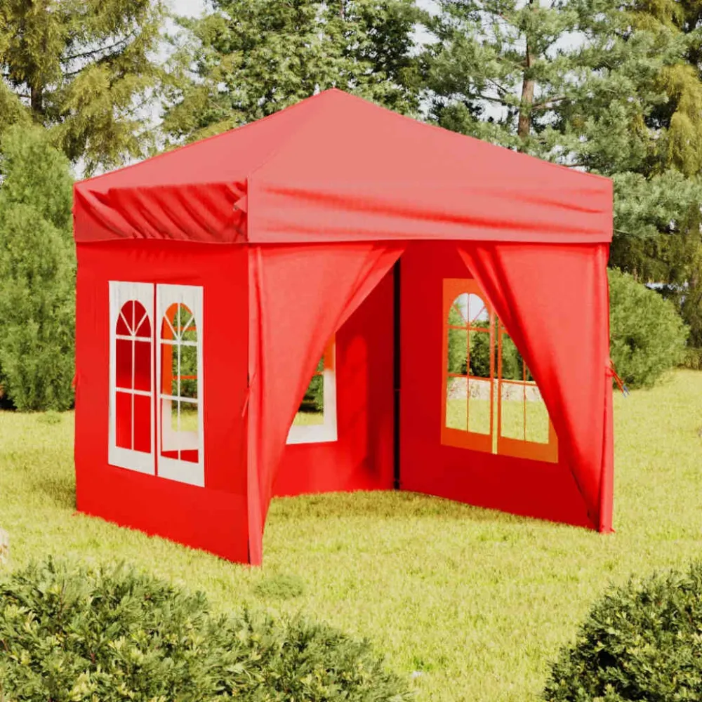 Partytent inklapbaar met zijwanden 2x2 m rood