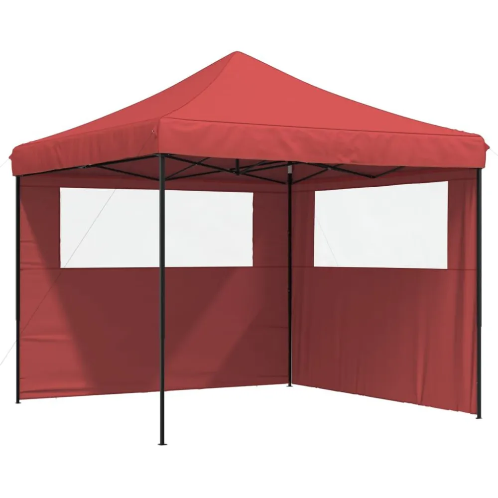 Partytent inklapbaar pop-up met 2 zijwanden bordeauxrood