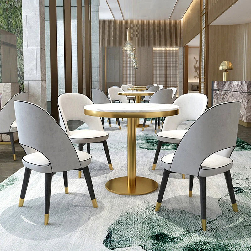 Pedestal Glam Style Dining Table Two-Color Fixed Table Sintered Stone 23