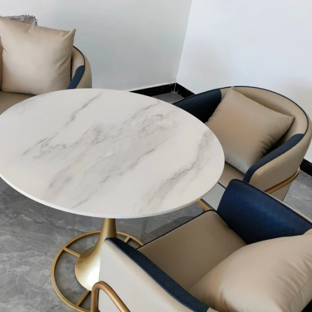 Pedestal Glam Style Dining Table Two-Color Fixed Table Sintered Stone 23