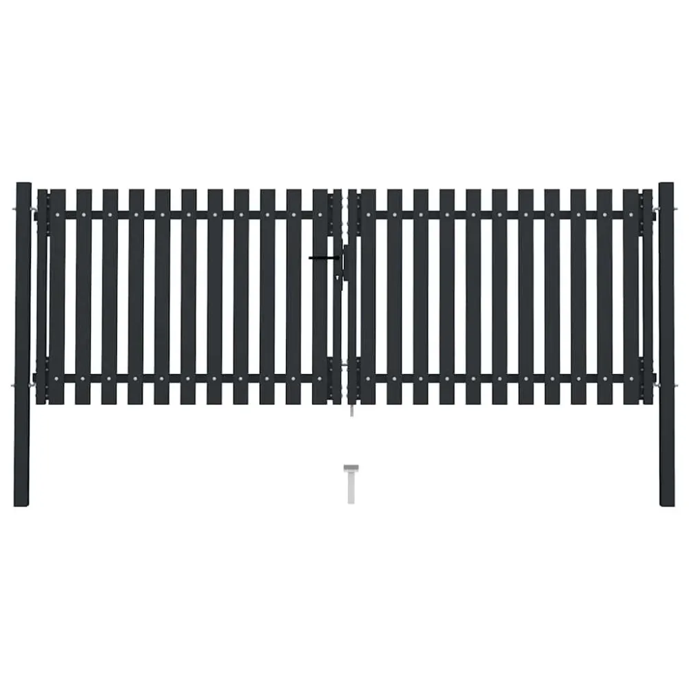 Poort dubbel 306x125 cm staal antraciet