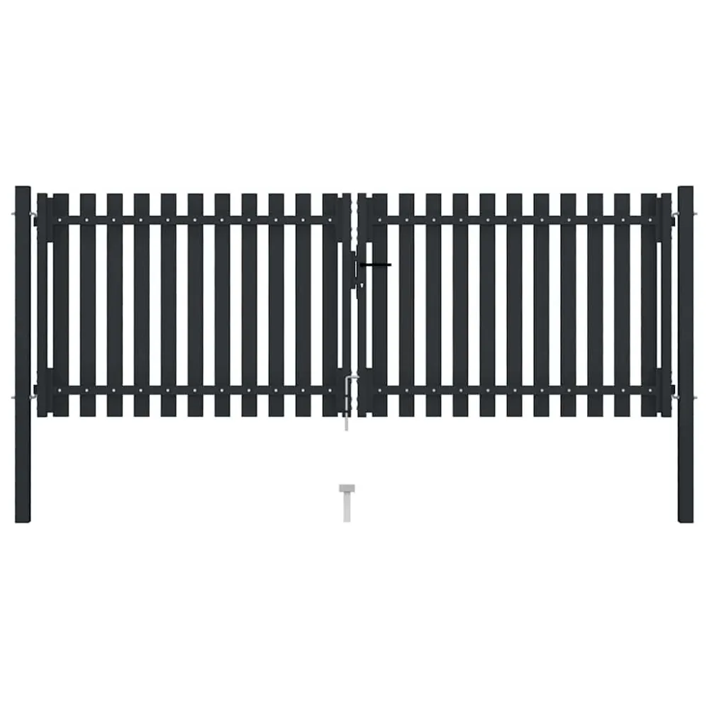 Poort dubbel 306x125 cm staal antraciet