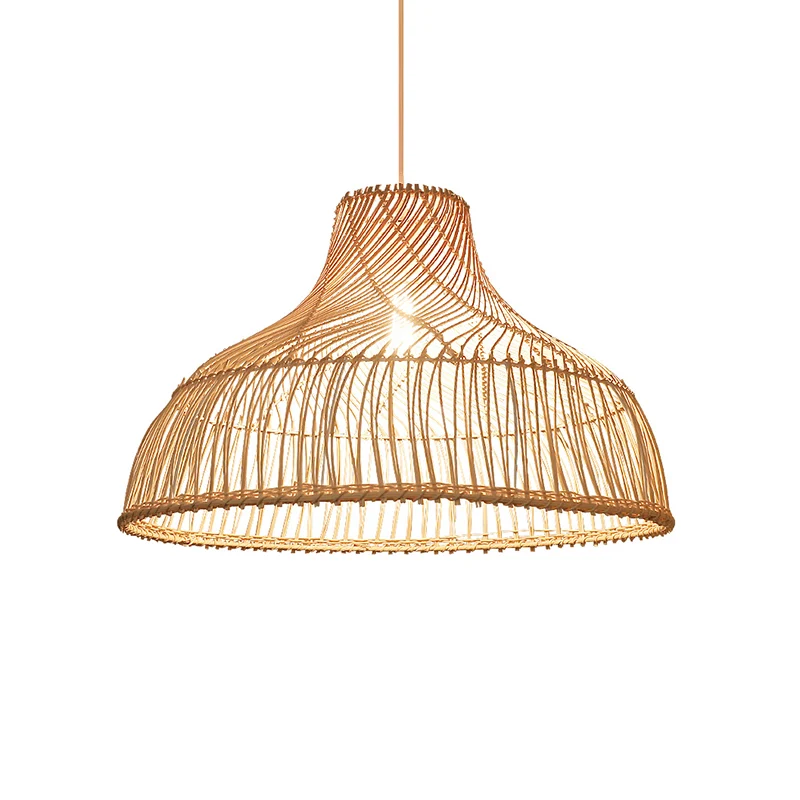 Potdeksel Rotan hanglamp Eenvoud 1-lichts houten hanglamp voor theesalon