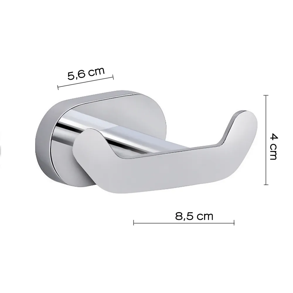 Practical double wall coat rack, Gedy Bernina stainless staal chrome