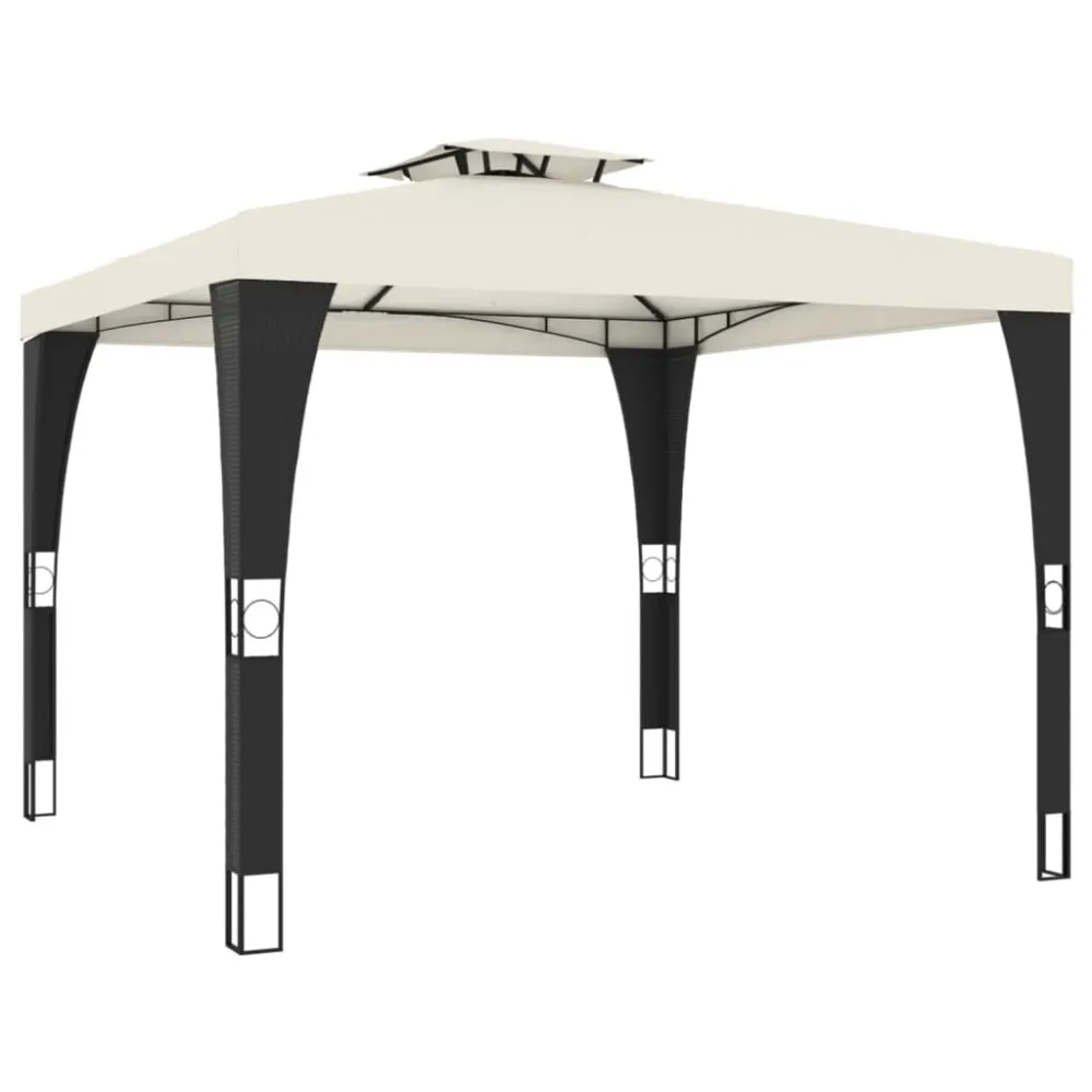 Prieel met dubbel dak 2,98x2,98 m staal crèmekleurig