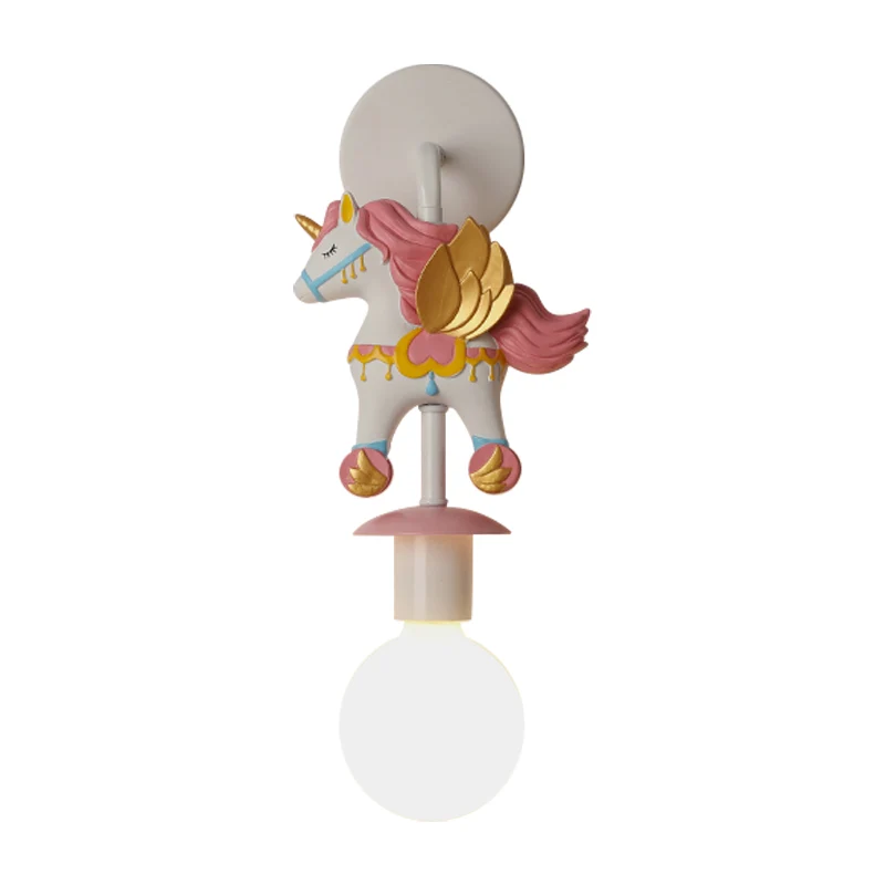 Prisma Unicorn Wall Lighting Kids Resin 1 Bulb Pink/Blue Wall Light Fixture Globe Glass Shade Pink