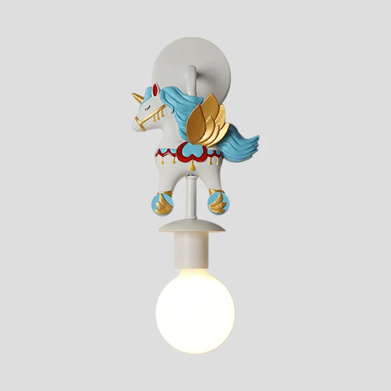 Prisma Unicorn Wall Lighting Kids Resin 1 Bulb Pink/Blue Wall Light Fixture Globe Glass Shade Pink
