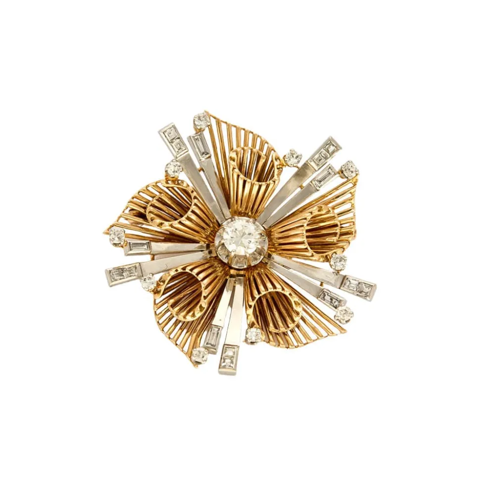 Radiant Two Tone Gouden Diamond Brooch