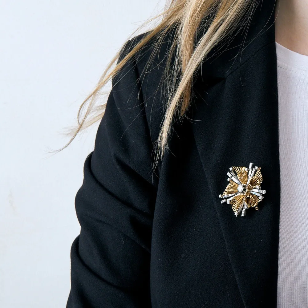 Radiant Two Tone Gouden Diamond Brooch
