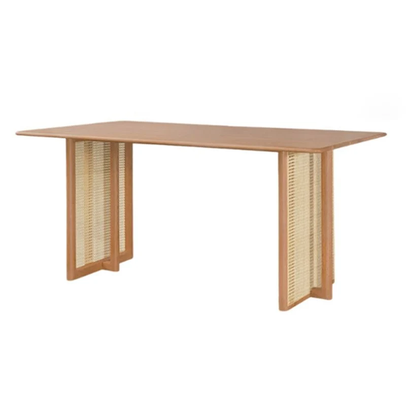 Rectangle Brown Dining Table Effen Wood Dining Table Double Pedestal Base 47