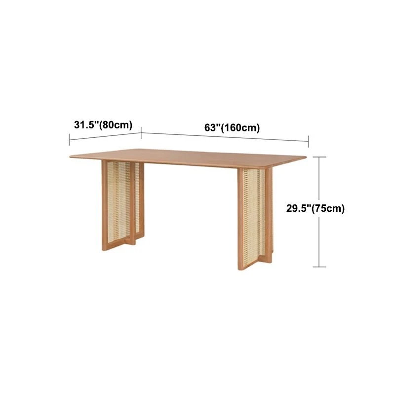 Rectangle Brown Dining Table Effen Wood Dining Table Double Pedestal Base 47