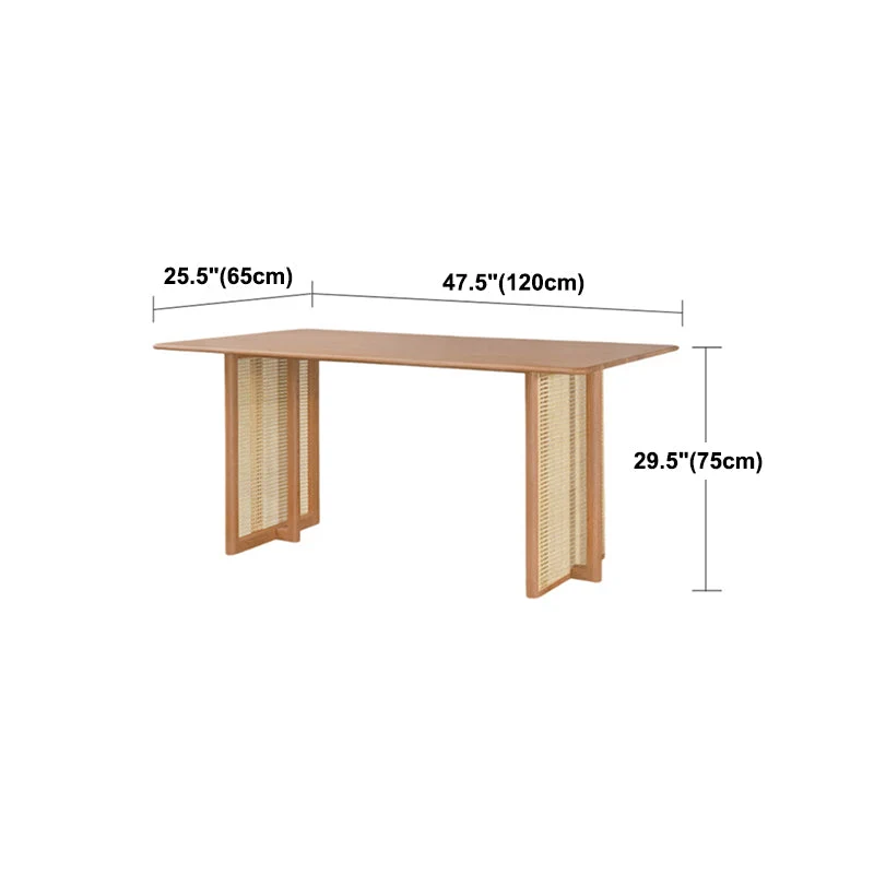 Rectangle Brown Dining Table Uni Wood Dining Table Double Pedestal Base 47