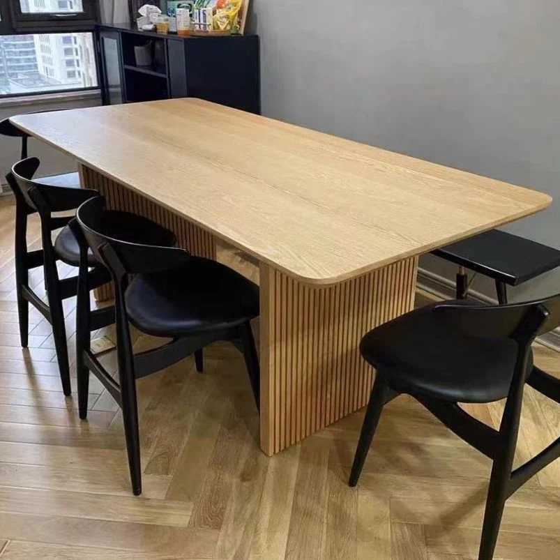 Rectangle Casual Dining Table Wood Color Double Pedestal Stevig Wood 55