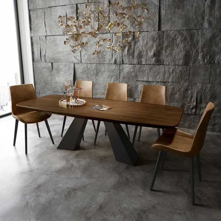 Rectangle Dining Table Industrial Style Tweeling Pedestal Base Table Dining Room 55