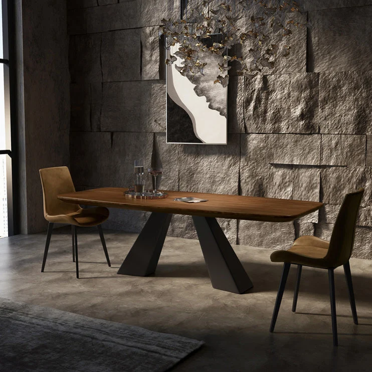 Rectangle Dining Table Industrial Style Tweevoudig Pedestal Base Table Dining Room 55