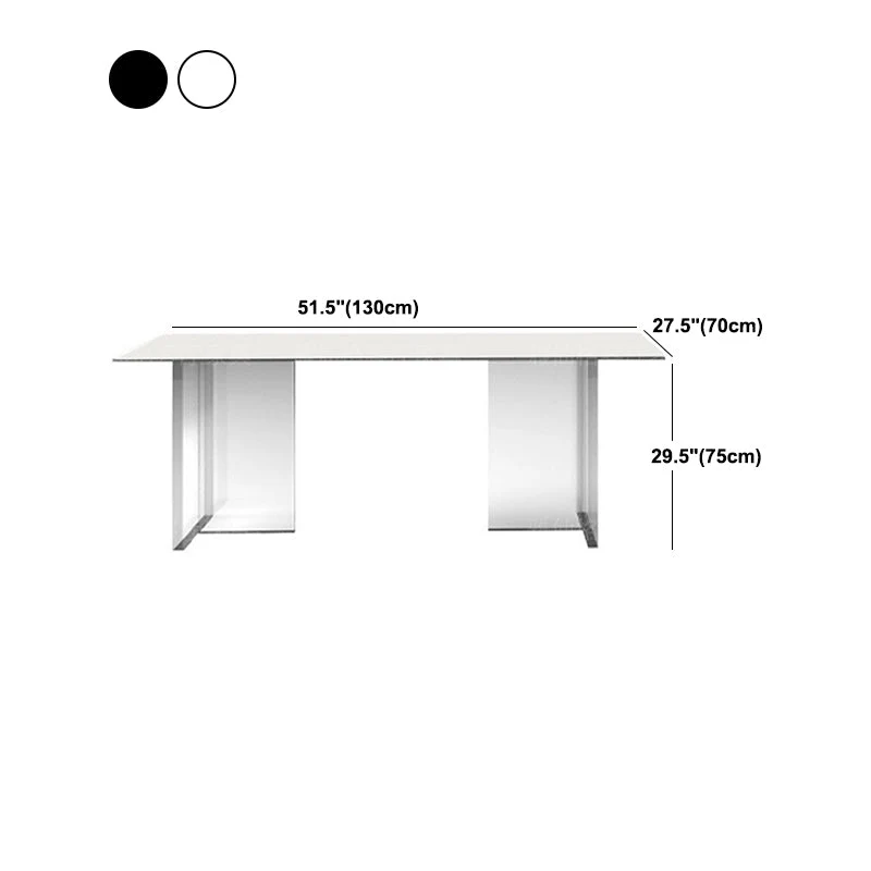 Rectangle Double Pedestal Table Contemporain Dining Table Acrylic Base Table Home White