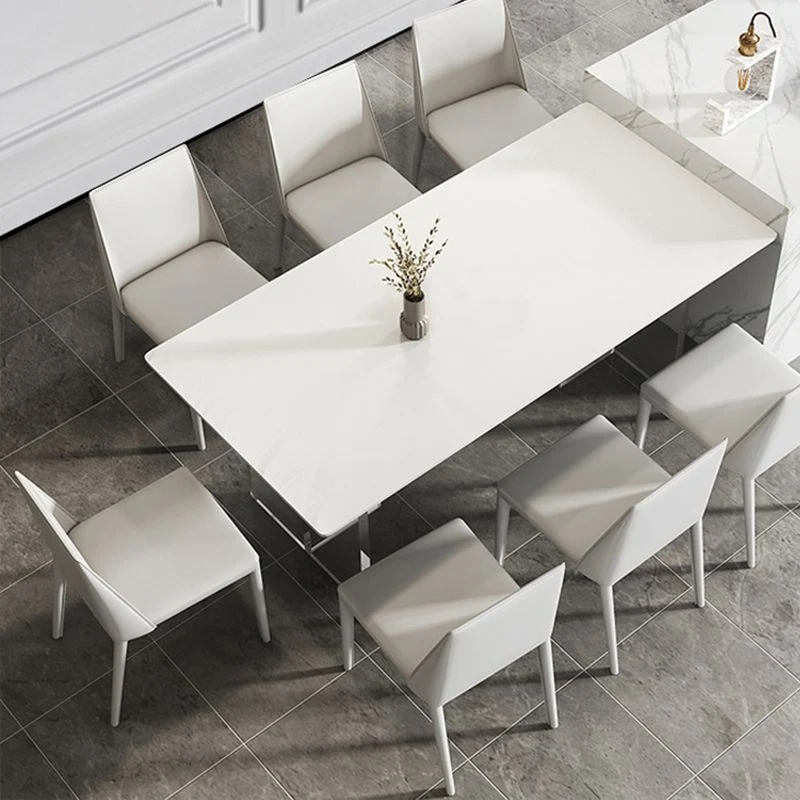 Rectangle Double Pedestal Table Modern Dining Table Kunststof glas Base Table Home White