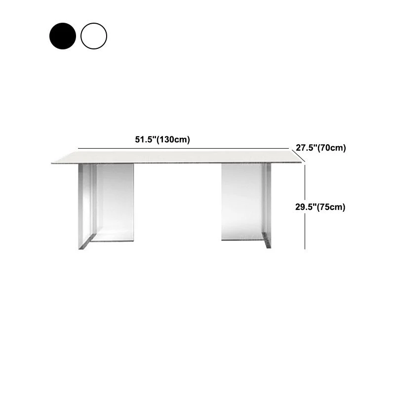 Rectangle Double Pedestal Table Modern Dining Table Kunststof glas Base Table Home White