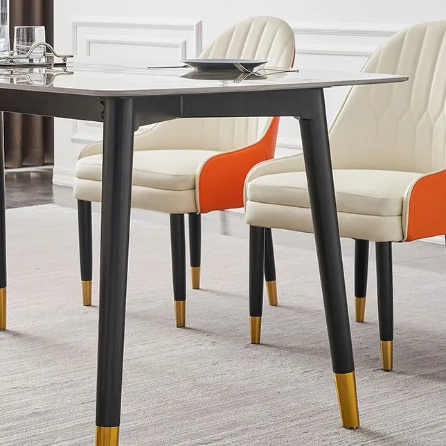 Rectangle Shape Luxueus Dining Table Two-Color Fixed Table Sintered Stone 47