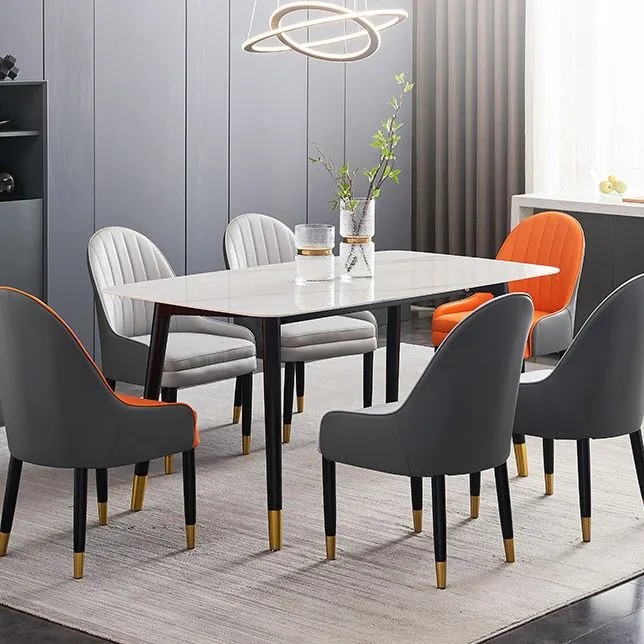 Rectangle Shape Luxueus Dining Table Two-Color Fixed Table Sintered Stone 47