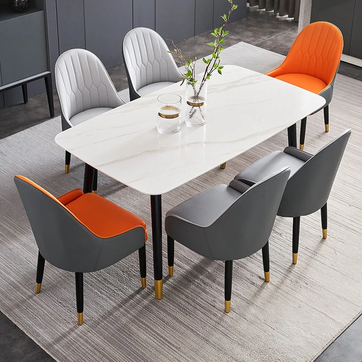 Rectangle Shape Luxueus Dining Table Two-Color Fixed Table Sintered Stone 47
