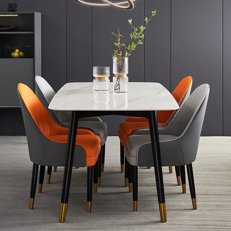 Rectangle Shape Luxueus Dining Table Two-Color Fixed Table Sintered Stone 47
