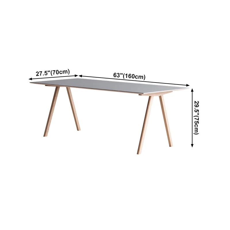 Rectangle Sober Dining Table Two-Color Fixed Table Solid Wood 55