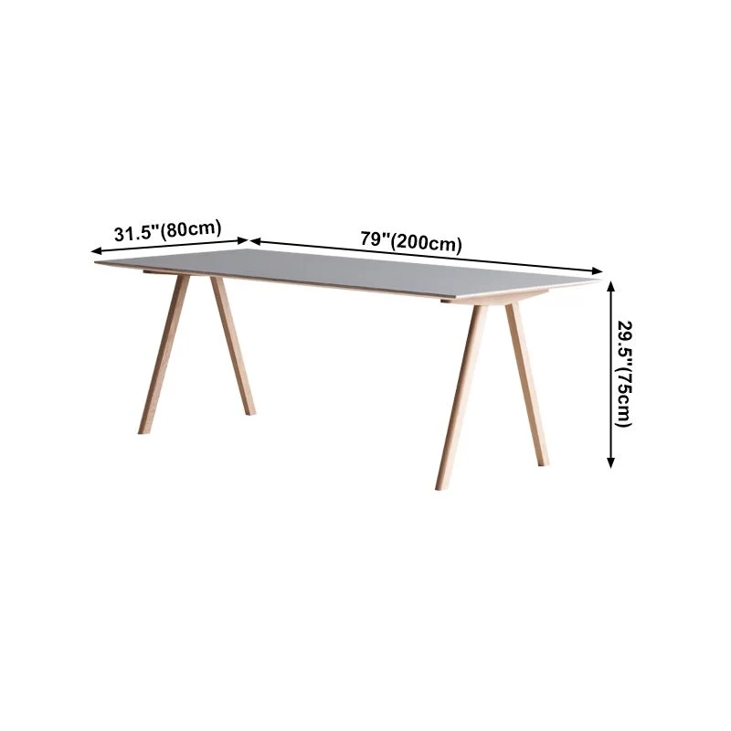 Rectangle Sober Dining Table Two-Color Fixed Table Solid Wood 55