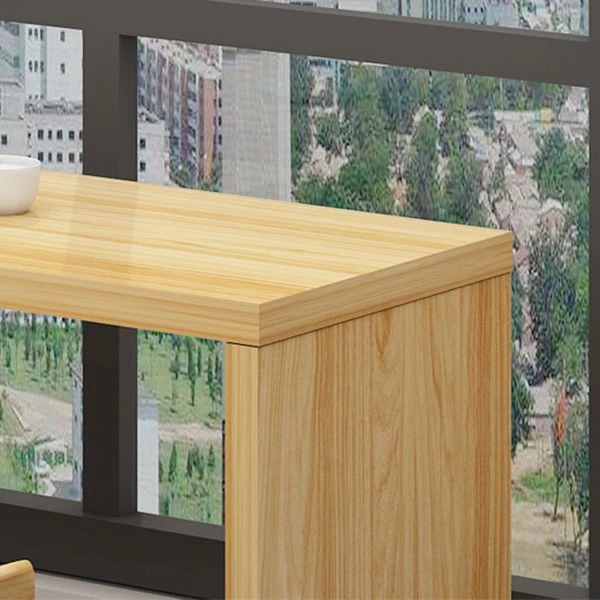 Rectangle Solid Wood Bistro Table Hedendaags Pub Table Double Pedestal Nature 39