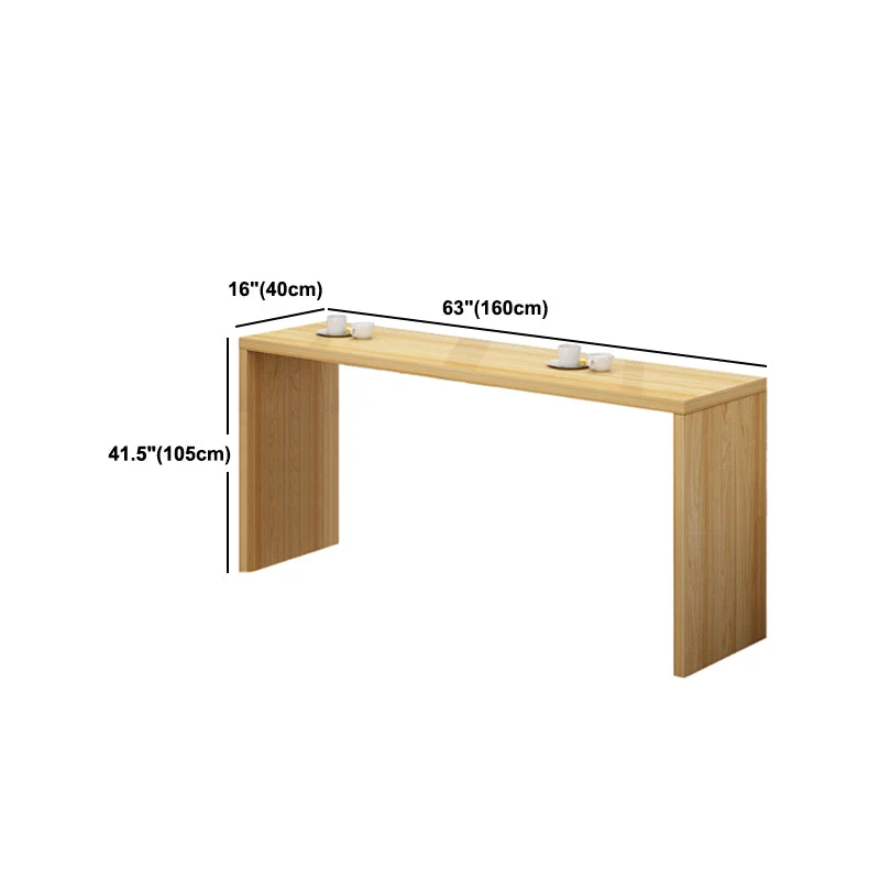 Rectangle Solid Wood Bistro Table Hedendaags Pub Table Double Pedestal Nature 39