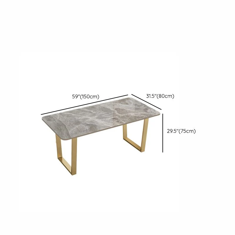 Rectangle Tweeling Pedestal Dining Table Glam Stone Table Kitchen 47