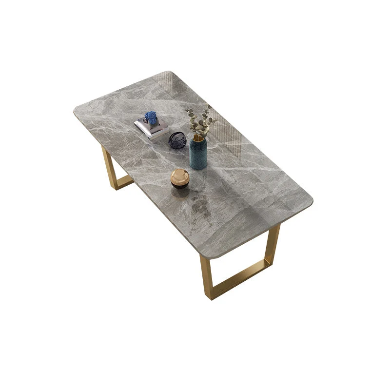Rectangle Tweeling Pedestal Dining Table Glam Stone Table Kitchen 47
