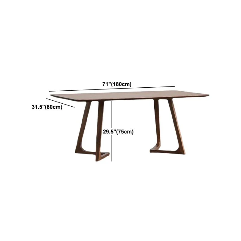 Rectangle Tweeling Pedestal Industrial Dining Table Brown Fixed Table Home 47