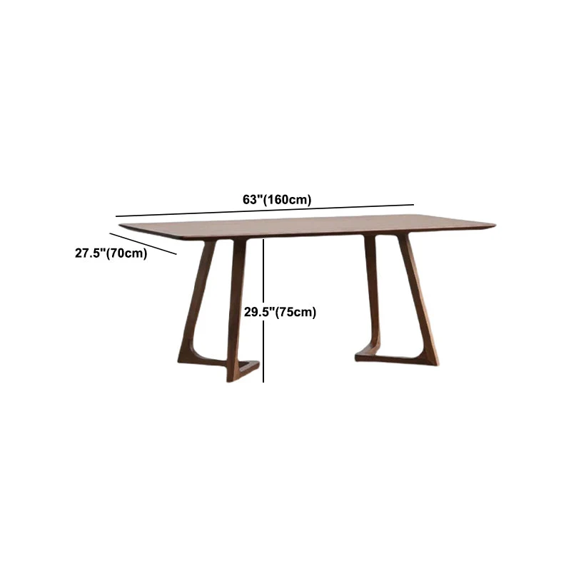 Rectangle Tweeling Pedestal Industrial Dining Table Brown Fixed Table Home 47