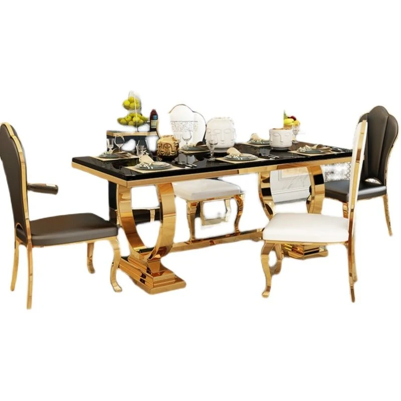 Rectangle Two-Color Dining Table Sintered Stone Table Verfijnd Pedestal 55