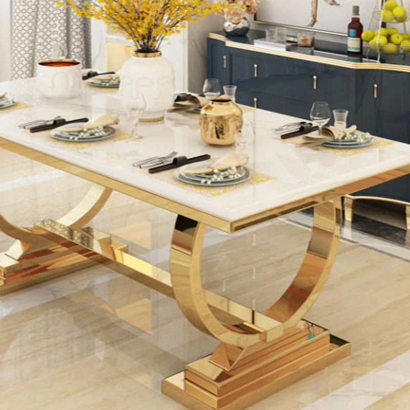Rectangle Two-Color Dining Table Sintered Stone Table Kostbaar Pedestal 55
