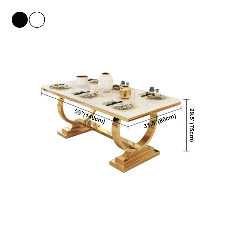 Rectangle Two-Color Dining Table Sintered Stone Table Kostbaar Pedestal 55