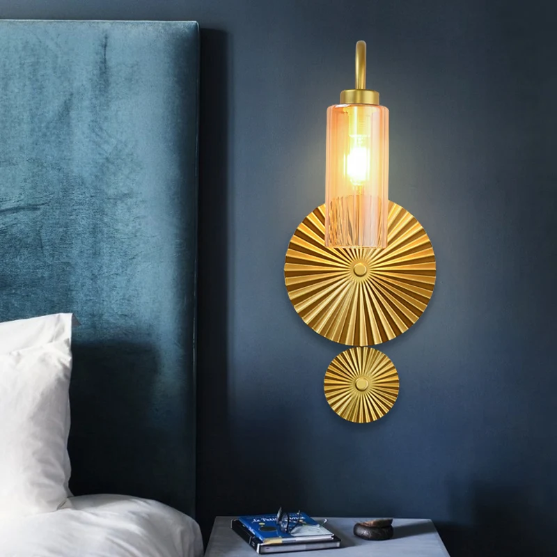 Retro Gooseneck Wall Lamp 1-Light Amber/Clear/Smoke Gray Glaswerk Wall Light Sconce Lotus Leaf Design Amber