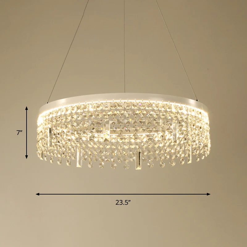 Ring/dubbele kroonluchterlamp Hedendaagse gefacetteerde kristallen LED zilveren hangverlichting warm/wit helder