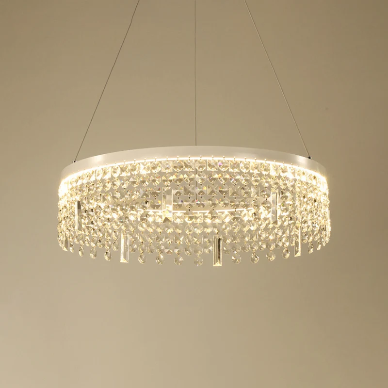 Ring/dubbele kroonluchterlamp Hedendaagse gefacetteerde kristallen LED zilveren hangverlichting warm/wit zacht