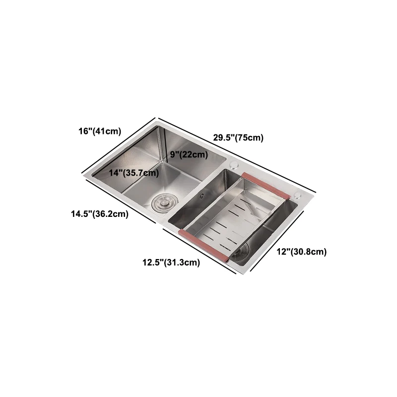 Roestvast Steel Contemporary Sink Kitchen Double Drop- Kitchen Sink 30l