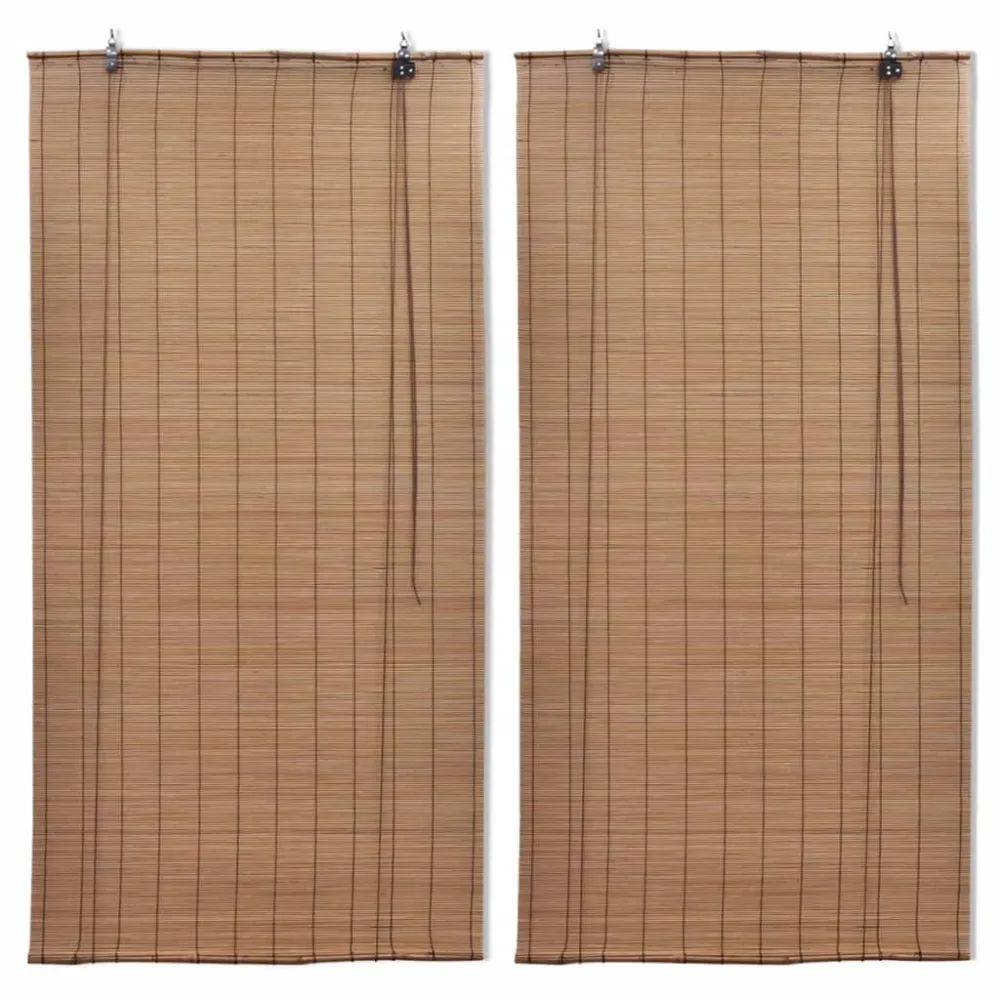 Rolgordijnen 2 st 100x160 cm bamboe bruin