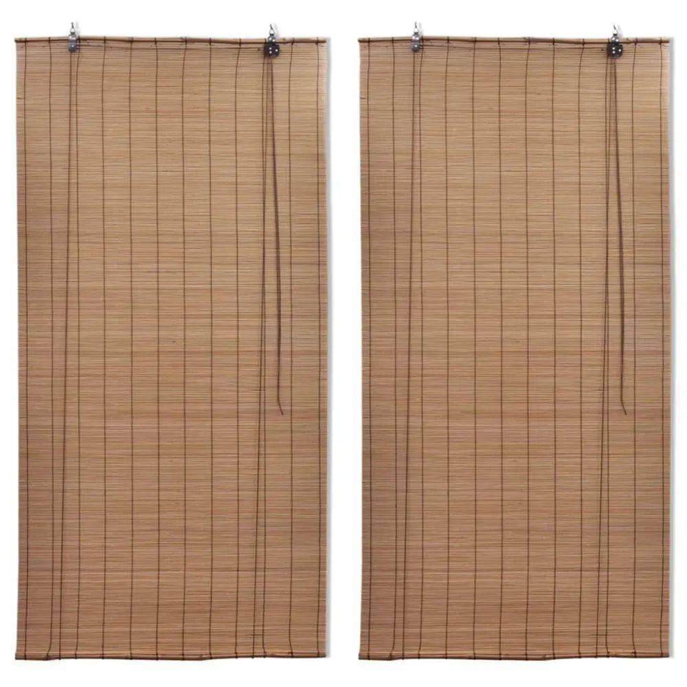 Rolgordijnen 2 st 120x220 cm bamboe bruin