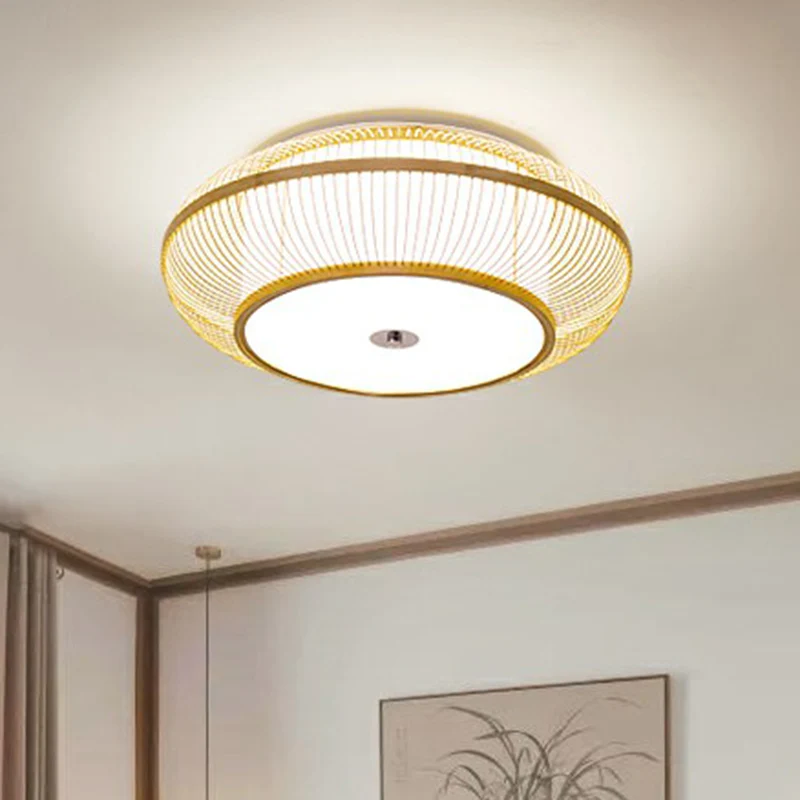 Ronde gangpad plafondinbouwlamp Bamboe 1 kop Minimalistische inbouwlamp hout