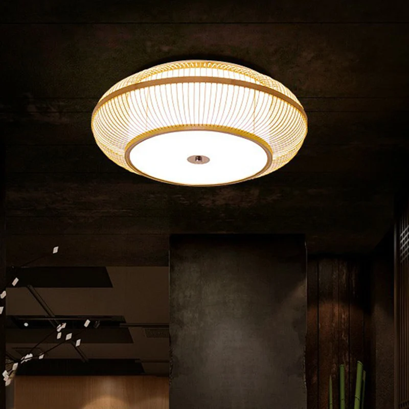 Ronde gangpad plafondinbouwlamp Bamboe 1 kop Minimalistische inbouwlamp hout