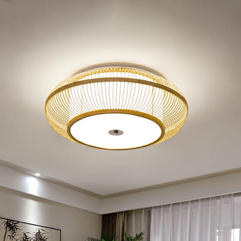 Ronde gangpad plafondinbouwlamp Bamboe 1 kop Minimalistische inbouwlamp hout